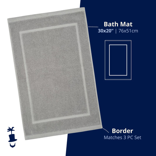 Lincoln & Palm Turkish Cotton Bath Mat – Plush, Absorbent, Silver-Infused (1-Piece)