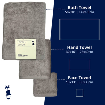Lincoln & Palm Turkish Towel Set – Plush, Absorbent & Silver-Infused (3-Piece)